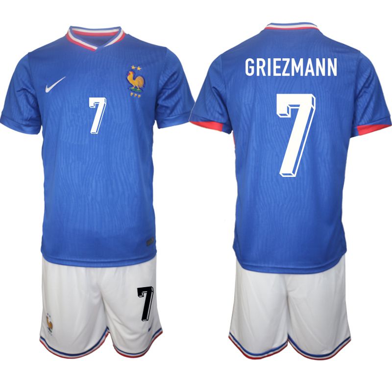 Men 2024-2025 Season France home Blue 7 Soccer Jersey